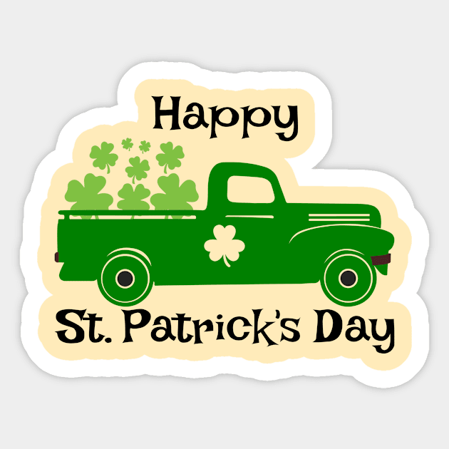 Happy st Patrick's day truck Four leaf clover irish Sticker by GoodWills